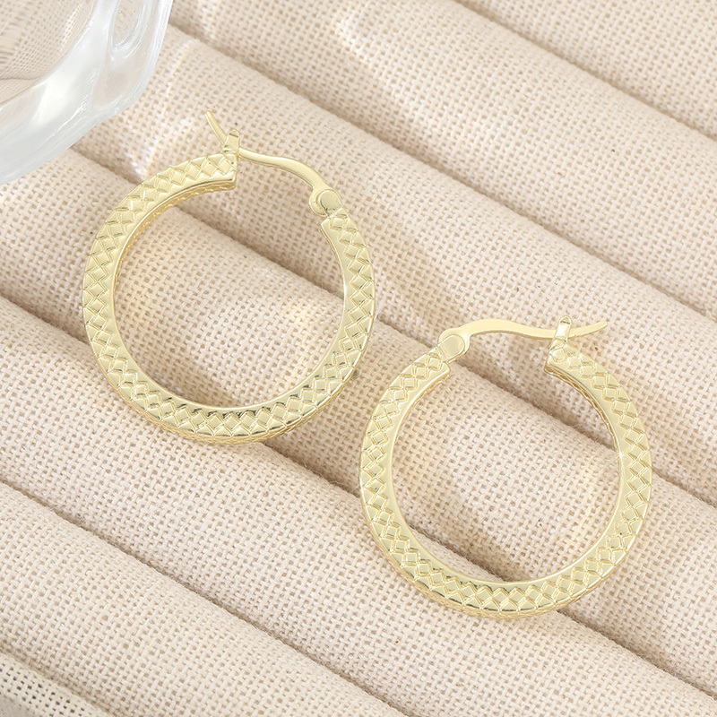 Women's Braided Golden Earrings with Braid Motif